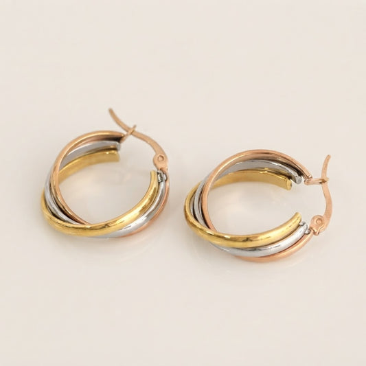 トリプルカラー フープピアス