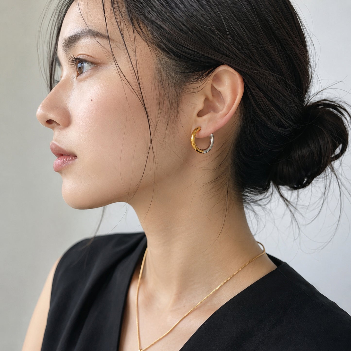 30mm シンプル バイカラー フープピアス
