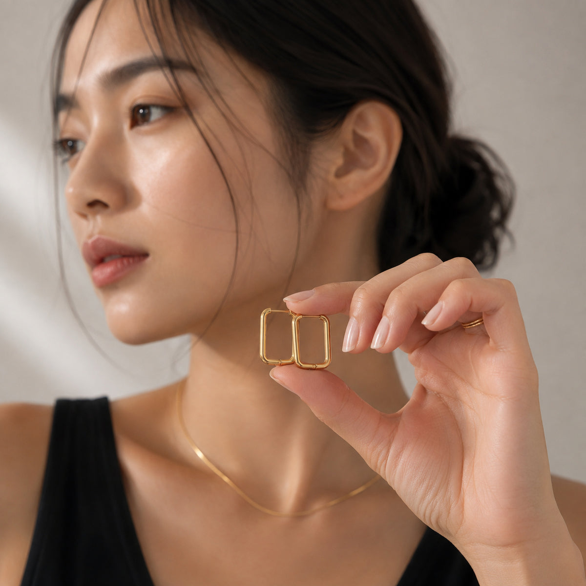 モダン スクエア ユニセックス フープピアス