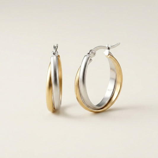 バイカラーデュアルフープピアス