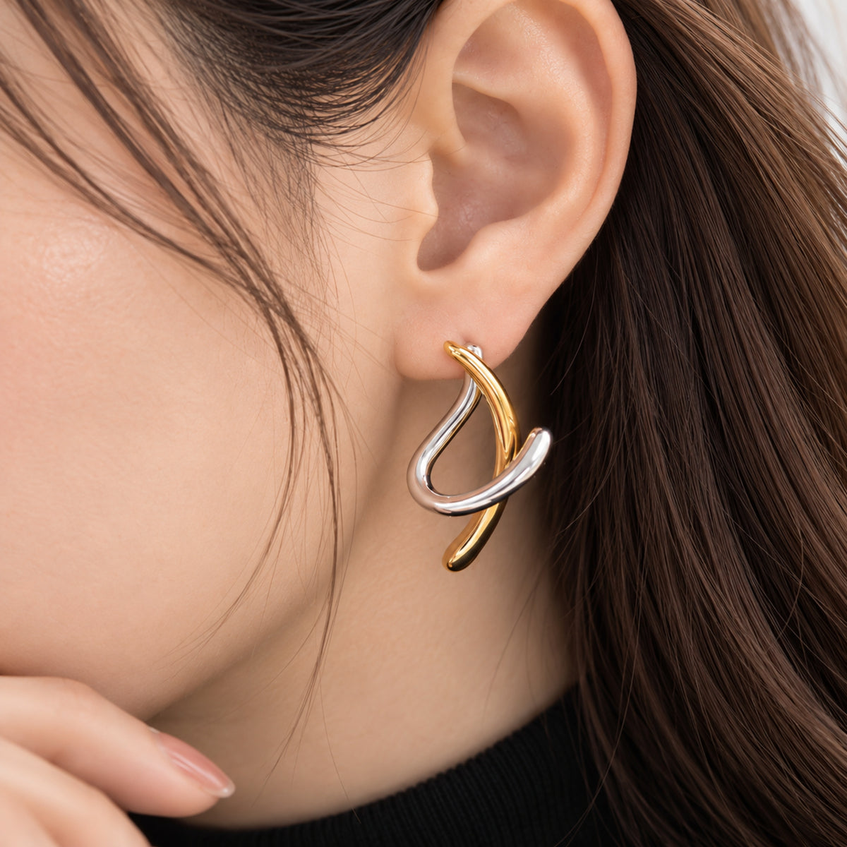 アシンメトリー カーブスティック ピアス