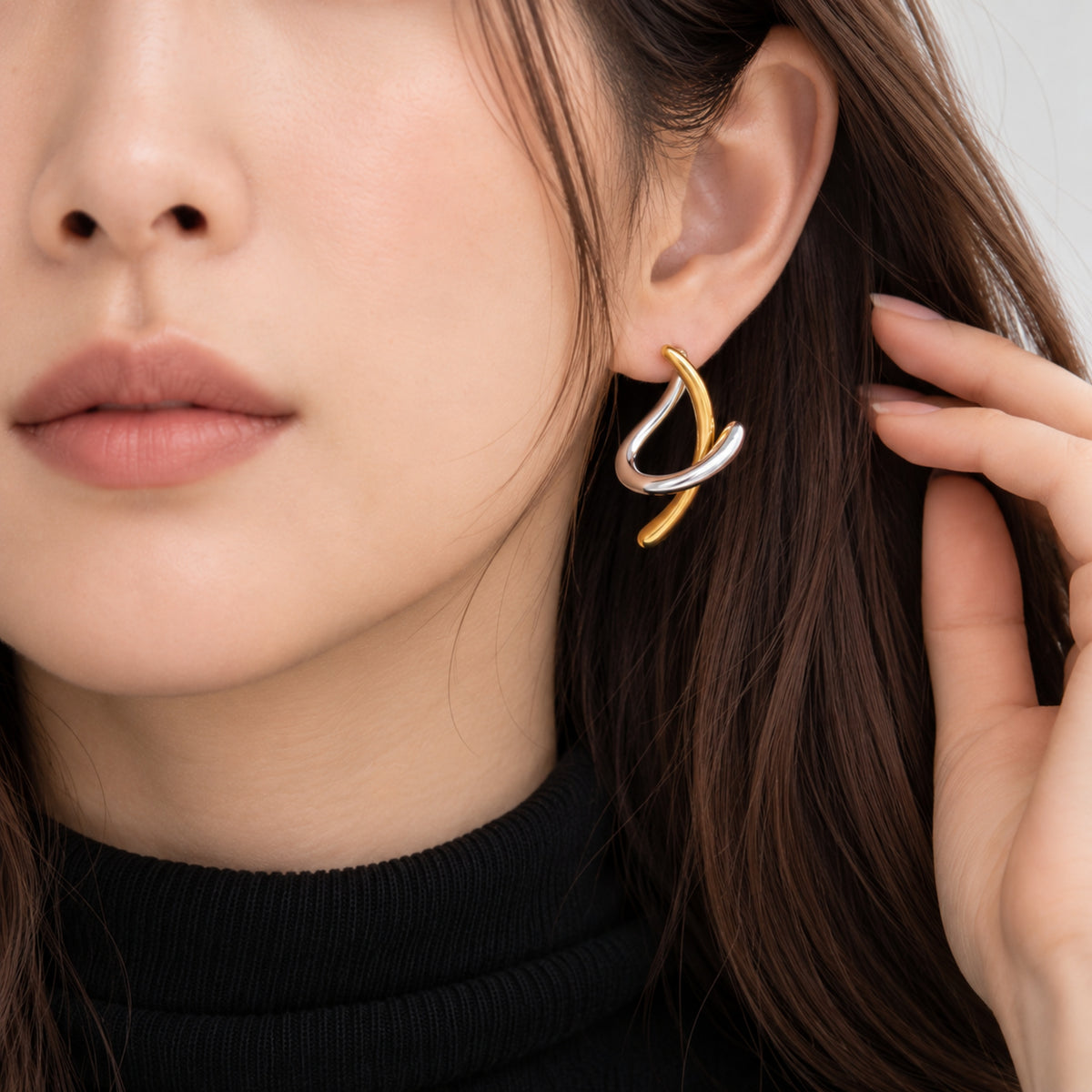 アシンメトリー カーブスティック ピアス