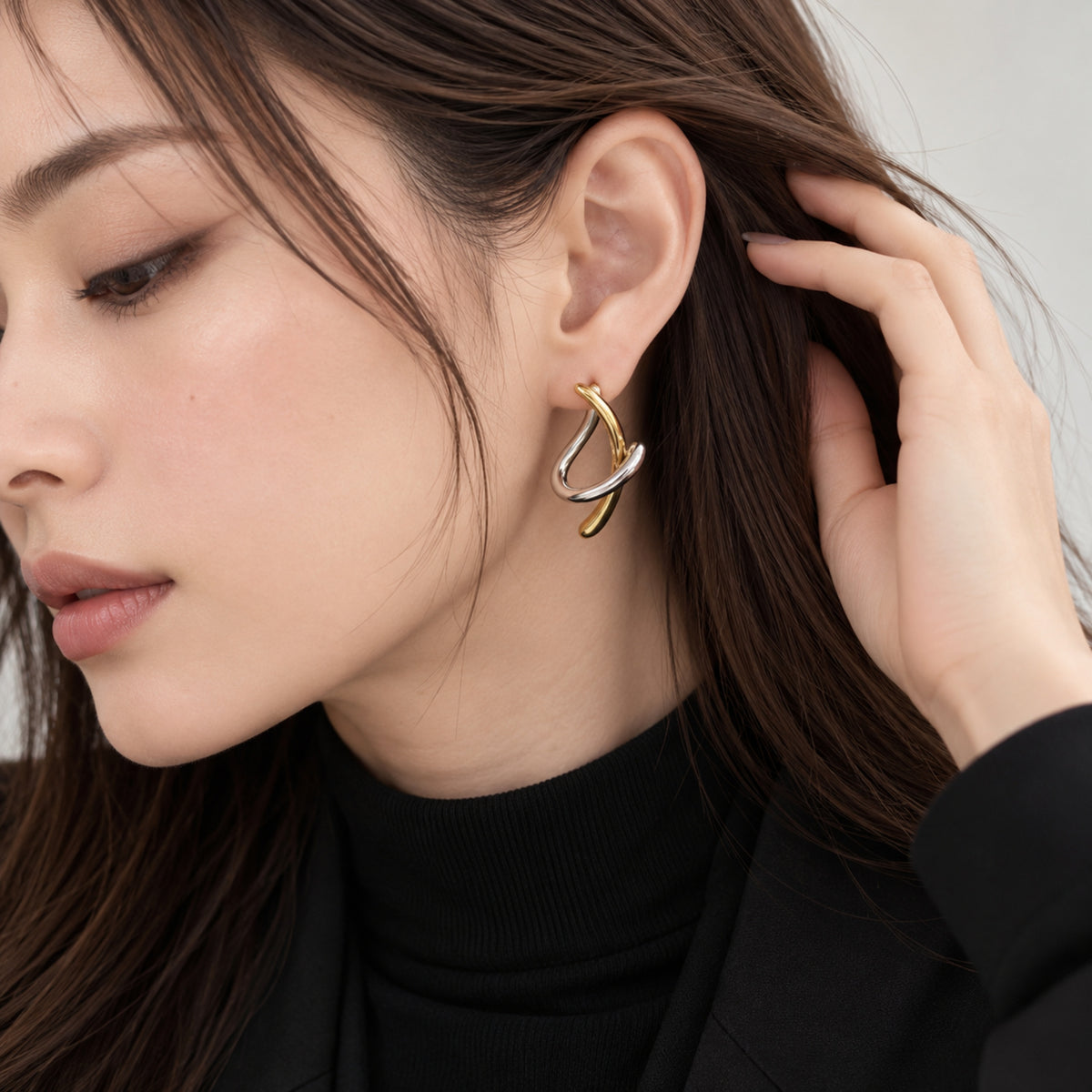 アシンメトリー カーブスティック ピアス