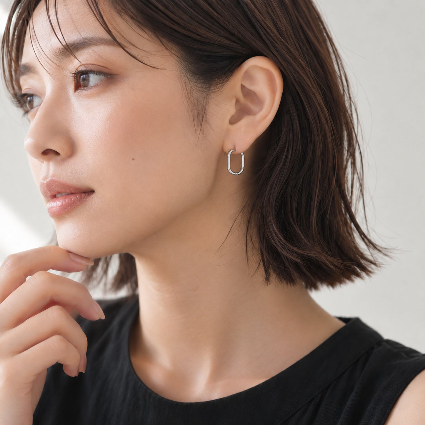 スクエア ユニセックス フープピアス