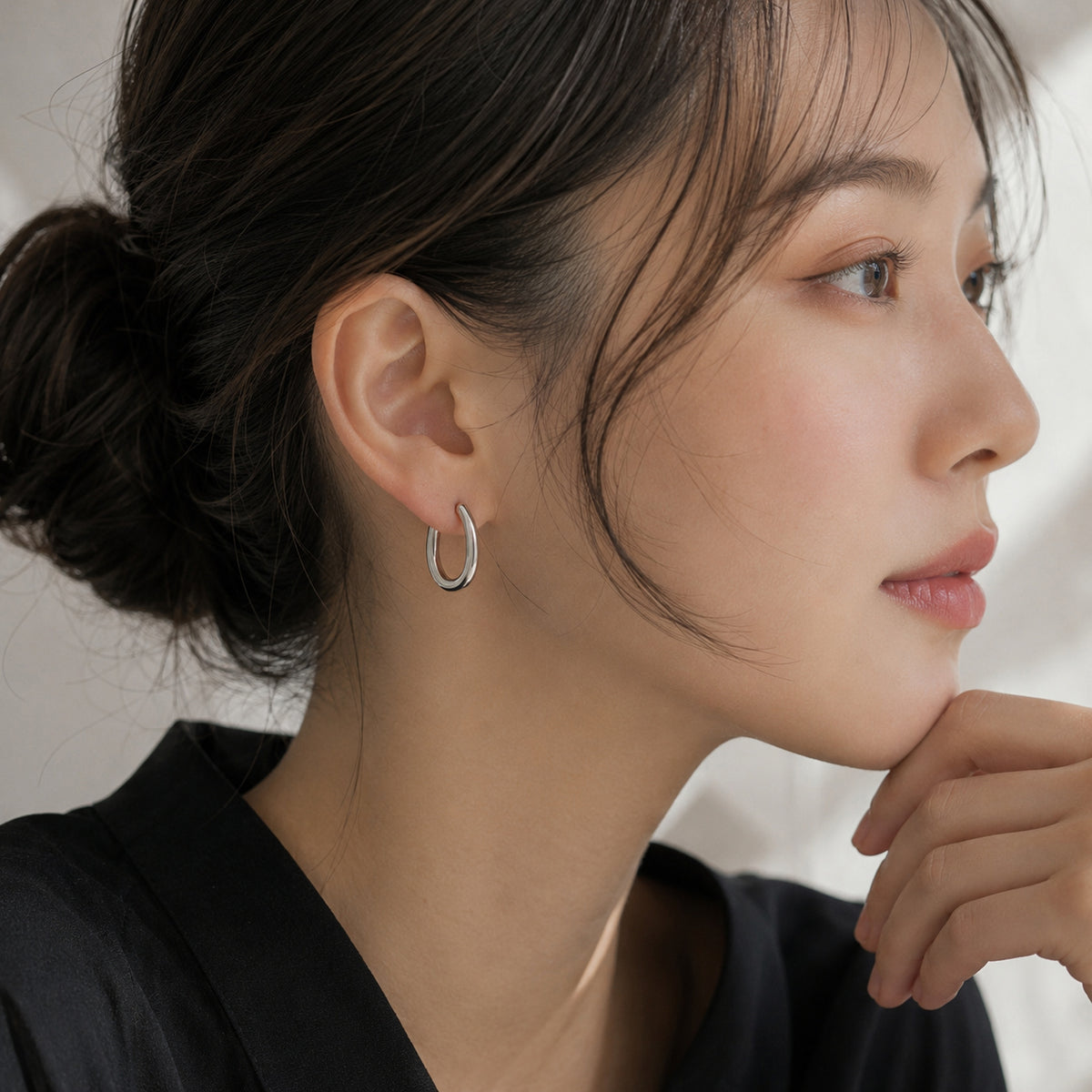 オーバル ユニセックス フープピアス