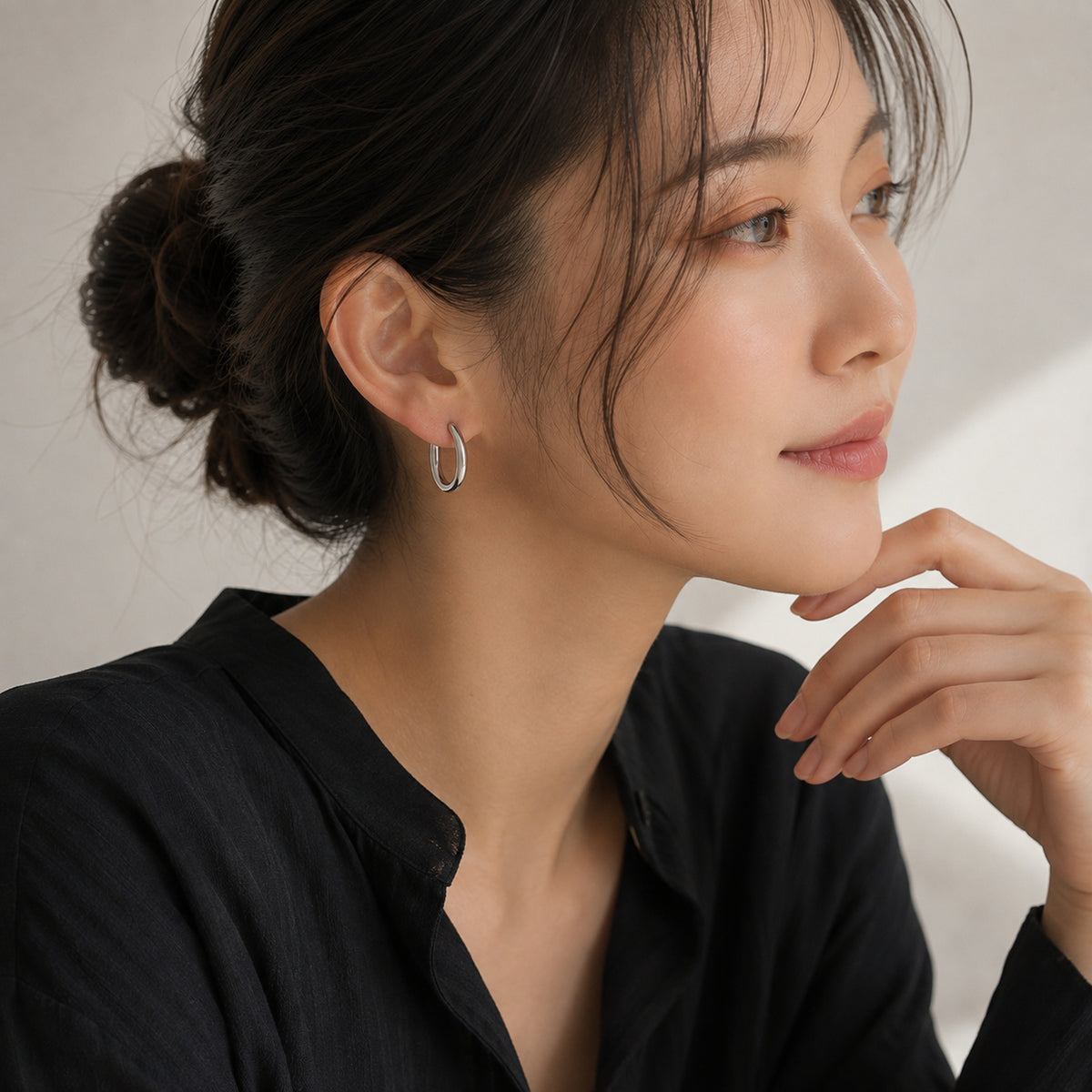 オーバル ユニセックス フープピアス