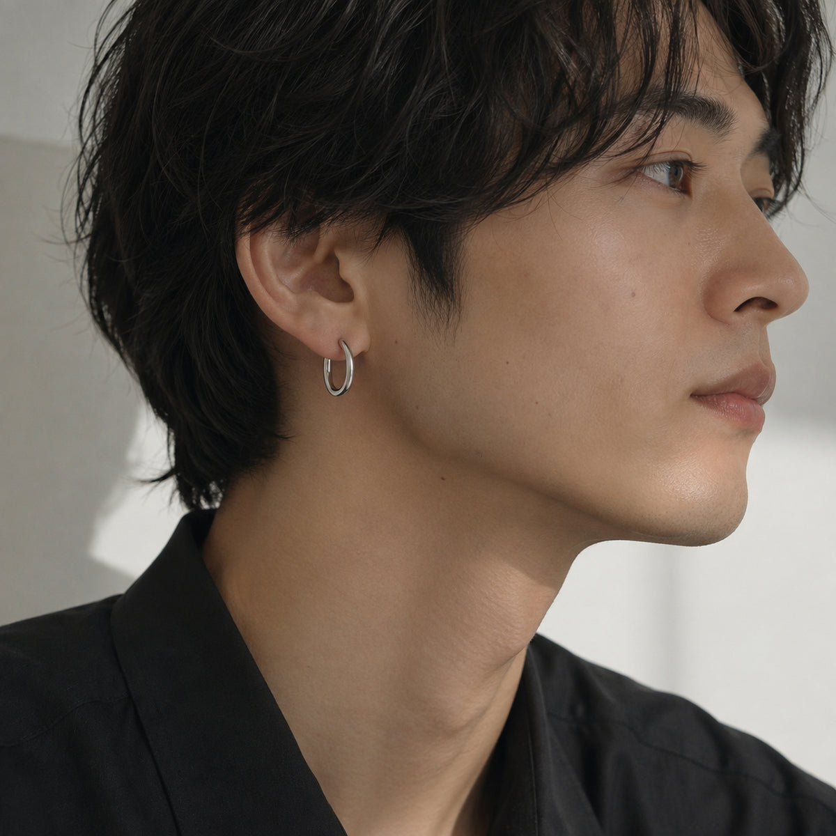 オーバル ユニセックス フープピアス
