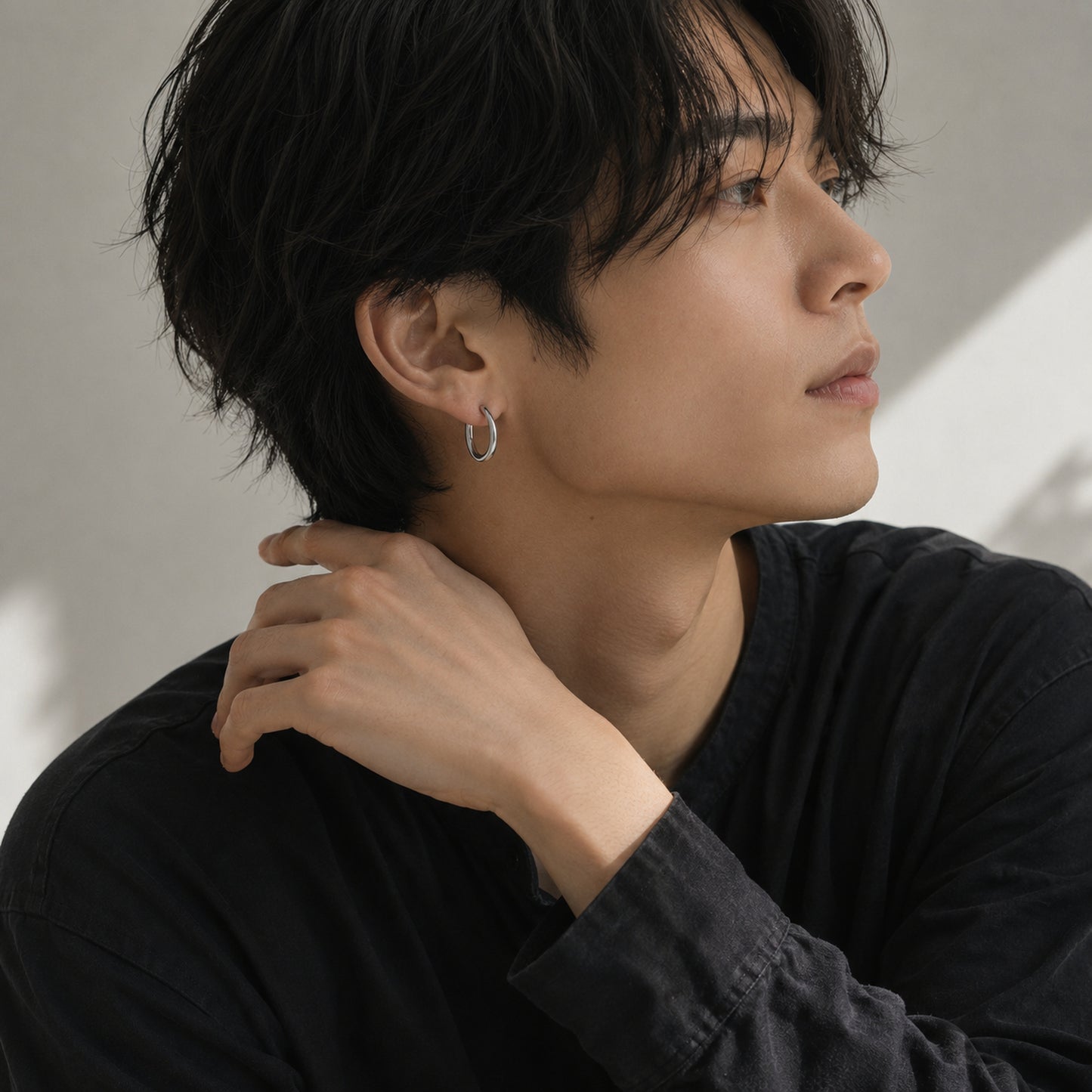 オーバル ユニセックス フープピアス