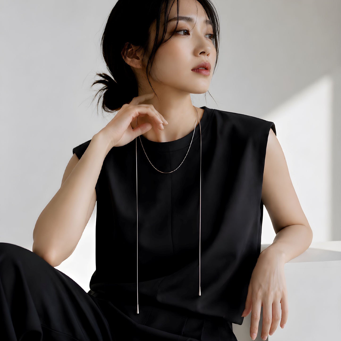 スネークチェーン ロングネックレス